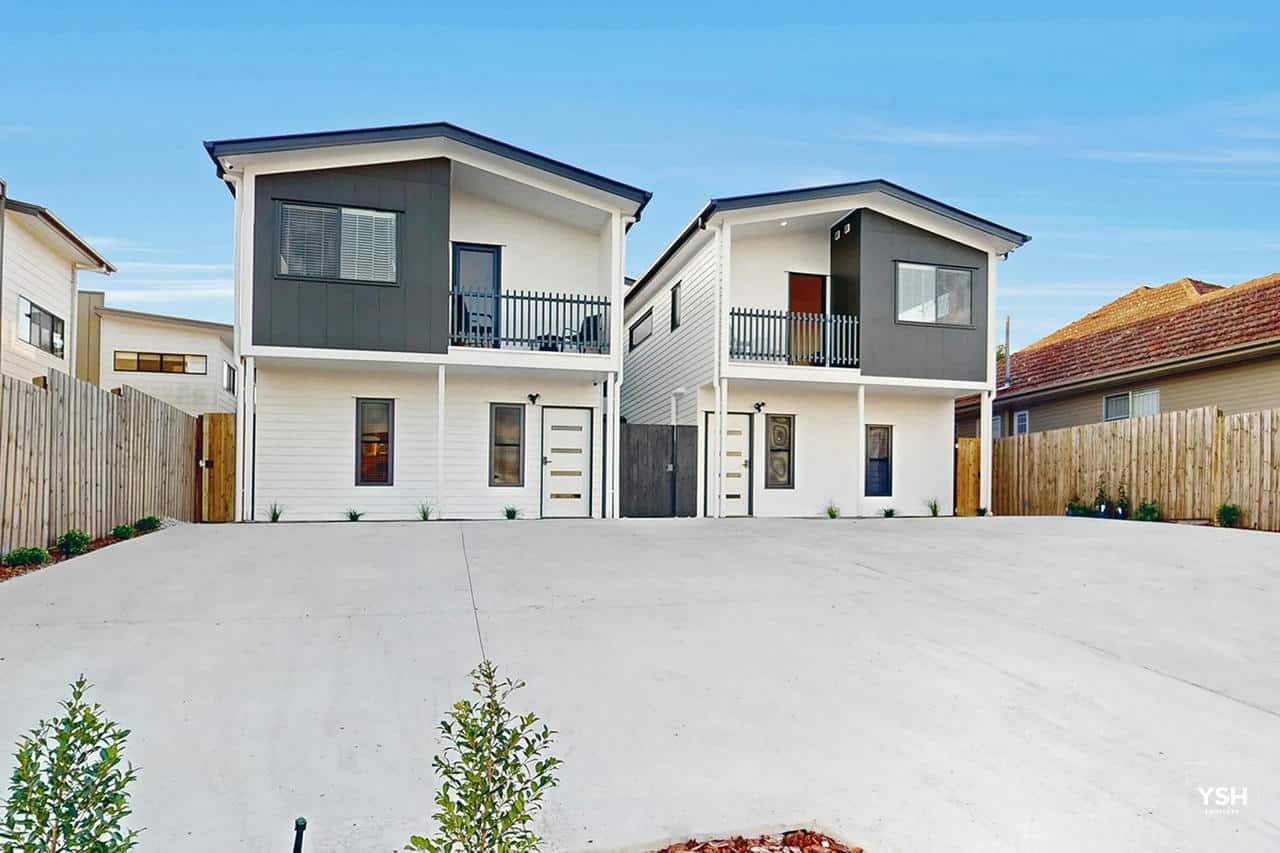 Rooming House Facade – Dual Occupancy Design | Hansen Street Modern rooming house front facade on Hansen Street featuring dual occupancy layout, private entrances and high-quality construction.